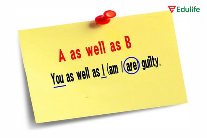 Động từ chia theo chủ ngữ đứng trước as well as