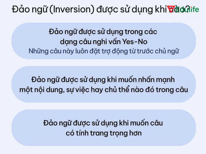 Cấu trúc đảo ngữ không được dùng cho câu có từ/cụm đầu câu không mang nghĩa phủ định hoặc không giới hạn