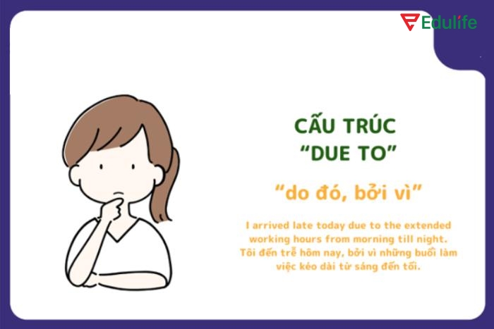 “Due to” là cụm từ dùng để nêu lý do hoặc nguyên nhân của một sự việc