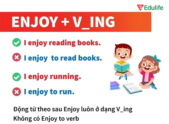Cấu trúc enjoy luôn đi với V-ing, dùng “to V” là sai