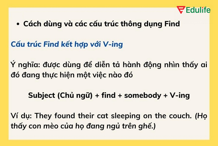 Cấu trúc Find khi kết hợp với V-ing để thể hiện cảm nhận về quá trình làm điều gì đó