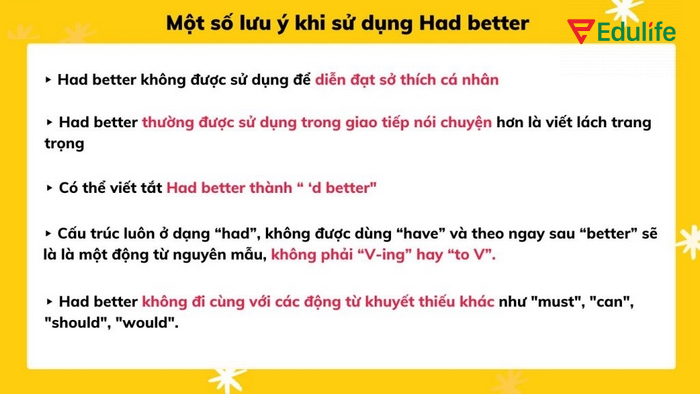 Thay vì dùng cấu trúc Had better, một số trường hợp dùng would prefer phù hợp hơn