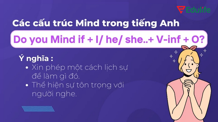 Cấu trúc Do you mind if thường dùng để xin phép làm điều gì đó theo cách lịch sự, nhẹ nhàng