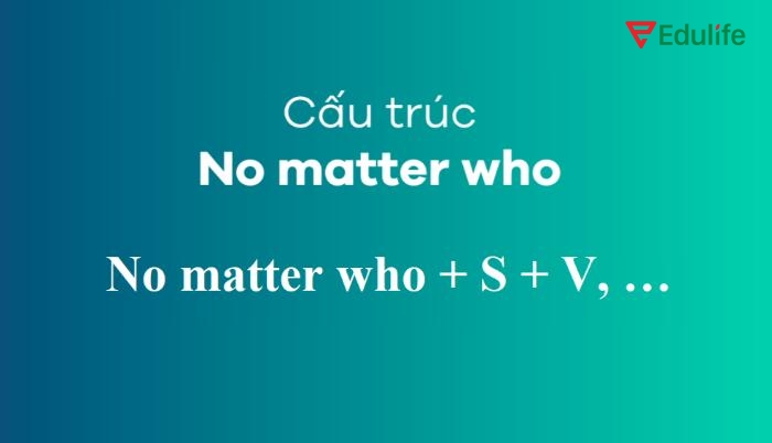 Cấu trúc “no matter who” dùng để thể hiện rằng danh tính người thực hiện hành động không quan trọng