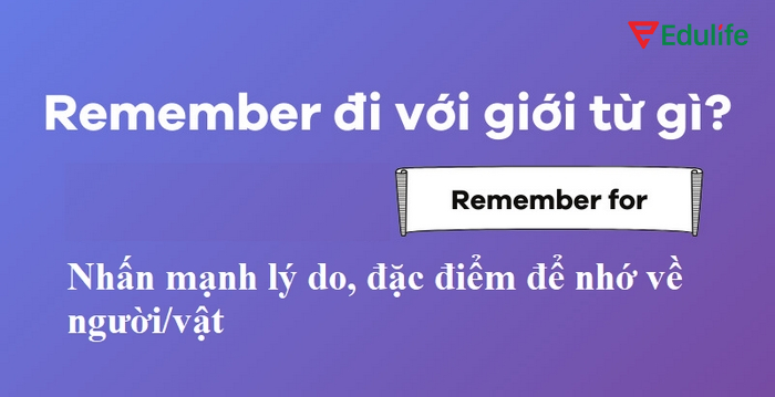 Cấu trúc Remember + sb/sth + for dùng để nhấn mạnh lý do/đặc điểm để nhớ đến một người hay một sự việc