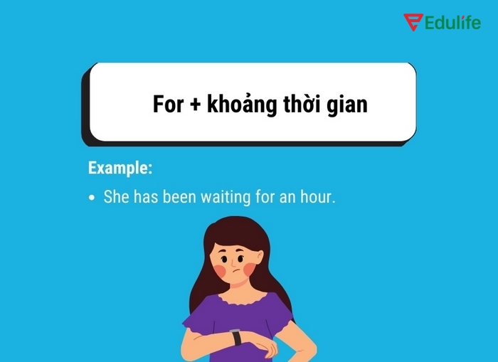Cấu trúc For thường dùng để nói về khoảng thời gian cụ thể một hành động/sự việc diễn ra