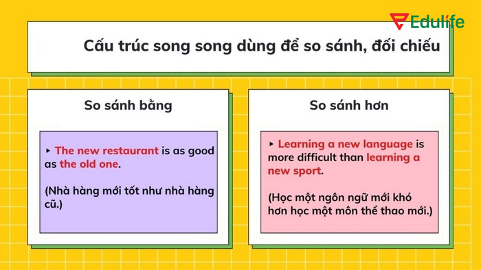 Cấu trúc song song có thể dùng khi muốn so sánh hai hay nhiều yếu tố