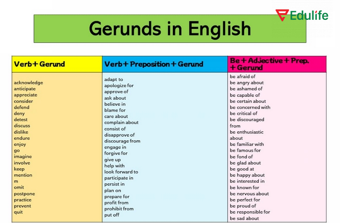 Nhiều động từ luôn được theo sau bởi cấu trúc với Gerund thay vì động từ nguyên mẫu (to V)