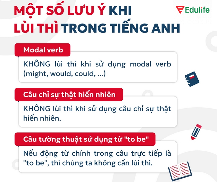Không phải tất cả mẫu câu trực tiếp đều phải lùi thì khi chuyển thành câu tường thuật 