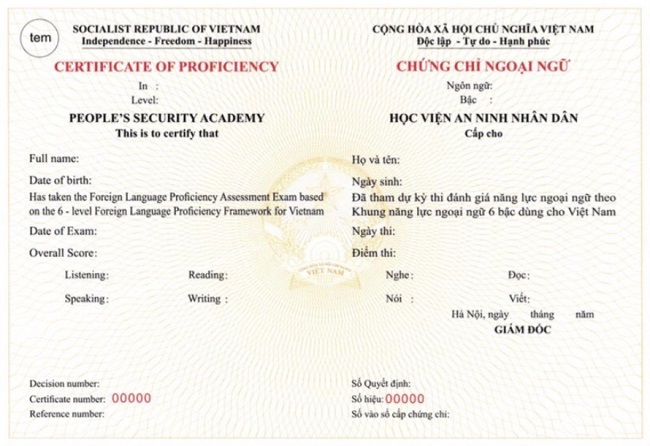 Chứng chỉ tiếng anh Học Viện An Ninh Nhân Dân Chứng chỉ tiếng anh Học Viện An Ninh Nhân Dân