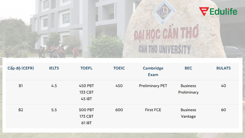 Một số yêu cầu về chuẩn đầu ra tiếng Anh tại trường ĐH Cần Thơ