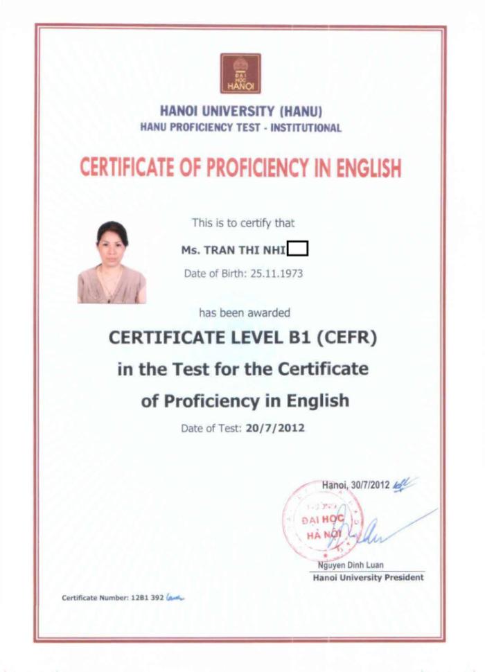 Chứng chỉ tiếng Anh B1 của Đại học Hà Nội có giá trị cao trong tuyển dụng