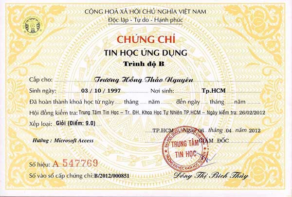 bằng a b c tin học là gì