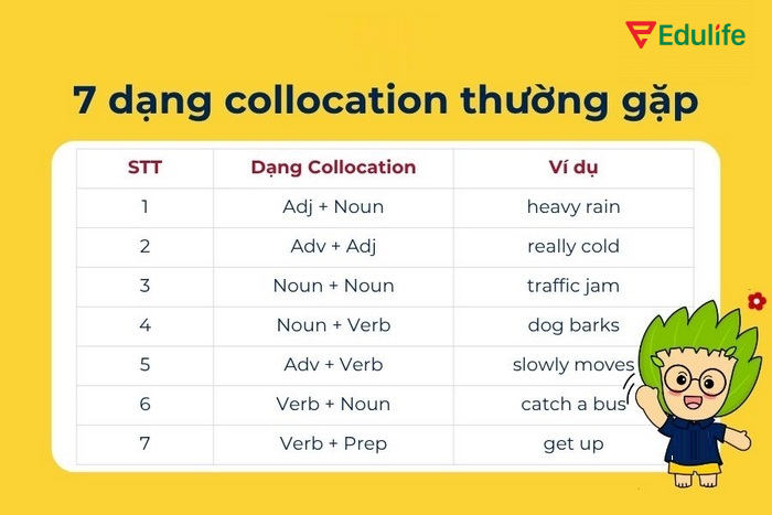 Các dạng cấu trúc collocations thường gặp trong tiếng Anh