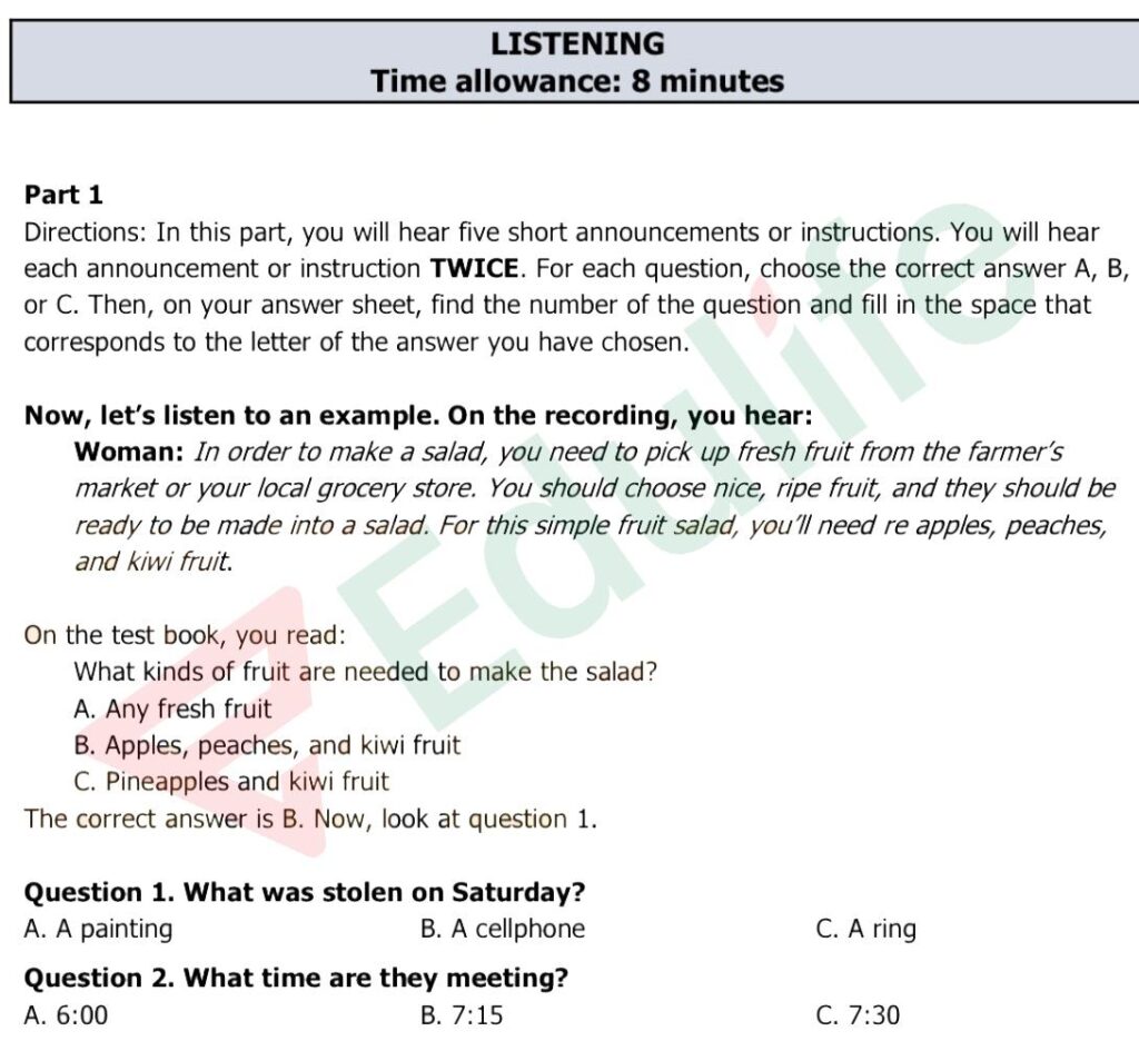 Cấu trúc đề thi A2 tiếng anh