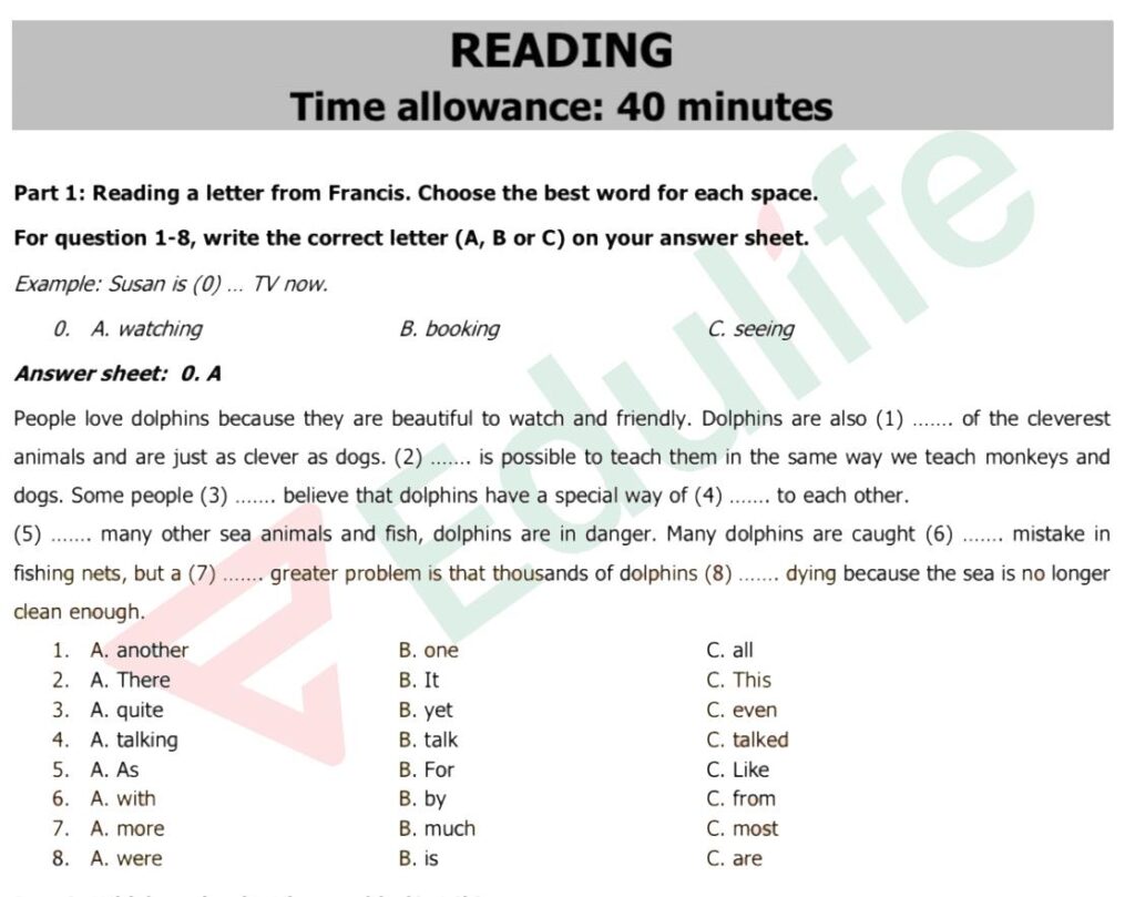 Cấu trúc đề thi A2 tiếng anh