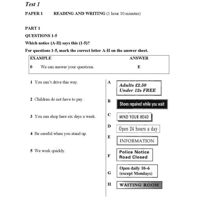 Một phần đề thi tiếng Anh B1 sau đại học CEFR phần đọc viết