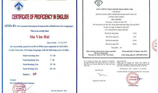 mẫu chứng chỉ tiếng Anh