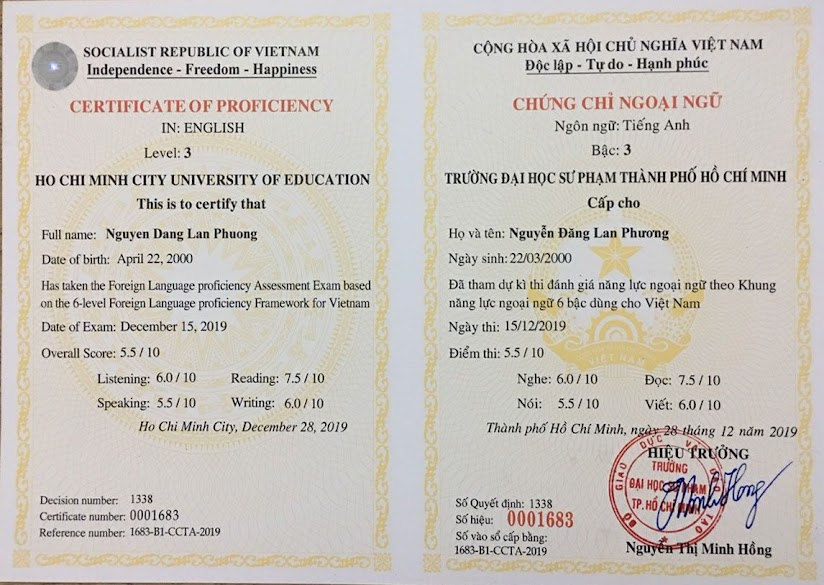 Mẫu B1 trường Sư phạm Thành Phố Hồ Chí Minh