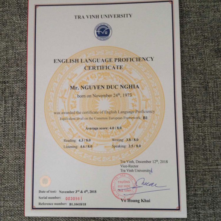 Mẫu bằng B1 tiếng anh Đại học Vinh