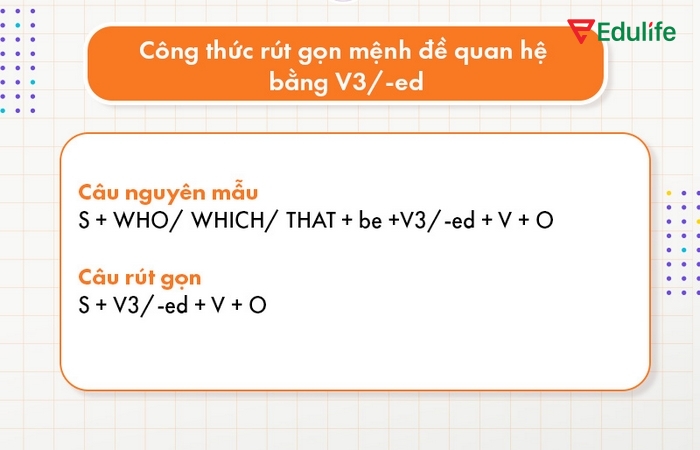 Mệnh đề quan hệ sau rút gọn sẽ ngắn hơn nhưng vẫn giữ nguyên ý chính của câu