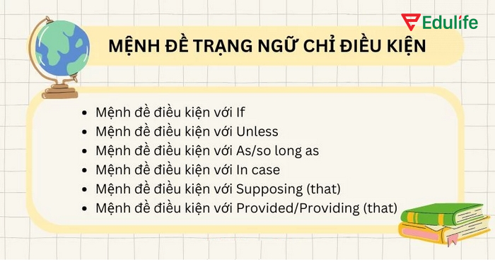 Mệnh đề trạng ngữ điều kiện trình bày điều kiện xảy ra để một việc khác có thể thực hiện