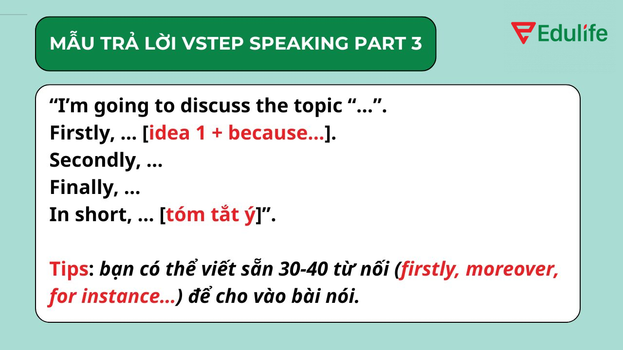 Mẫu trả lời Vstep Speaking Part 3