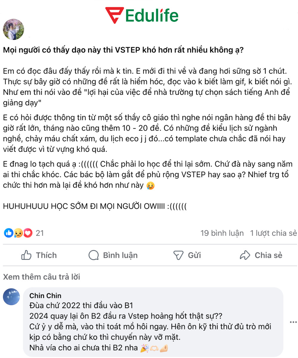 Phản hồi của học viên sau khi thi Vstep năm 2024 cho thấy độ khó tăng lên.