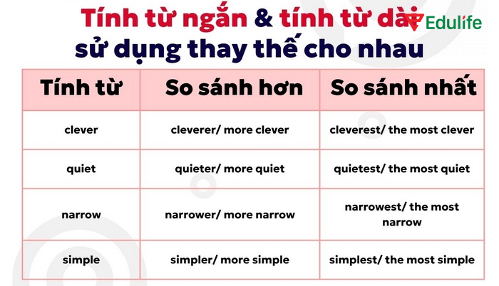 “Clever”, “simple” là hai tính từ đặc biệt có thể biến đổi theo 2 cách khi dùng trong câu so sánh hơn
