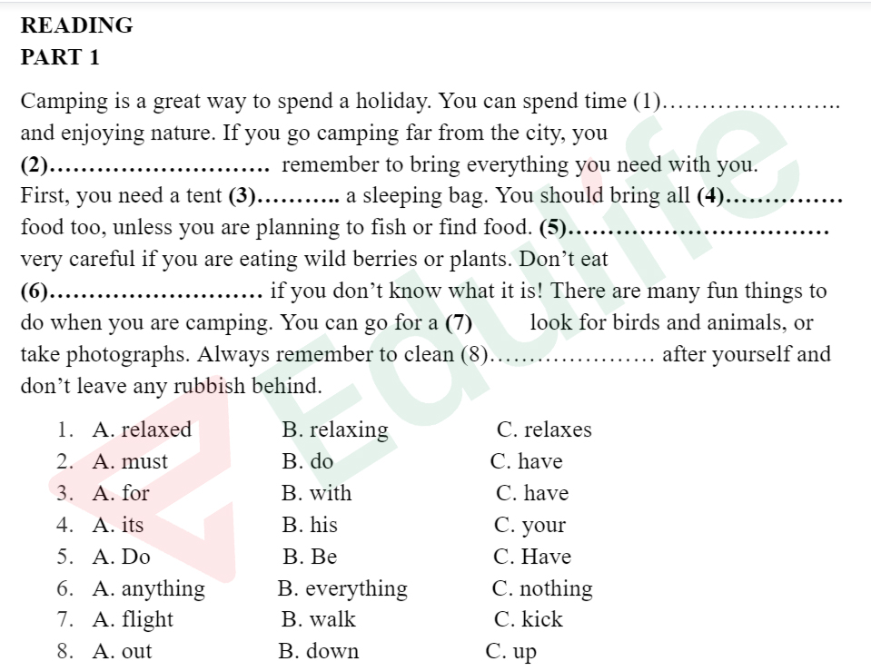 Ôn thi tiếng anh A2 qua các đề thi thử