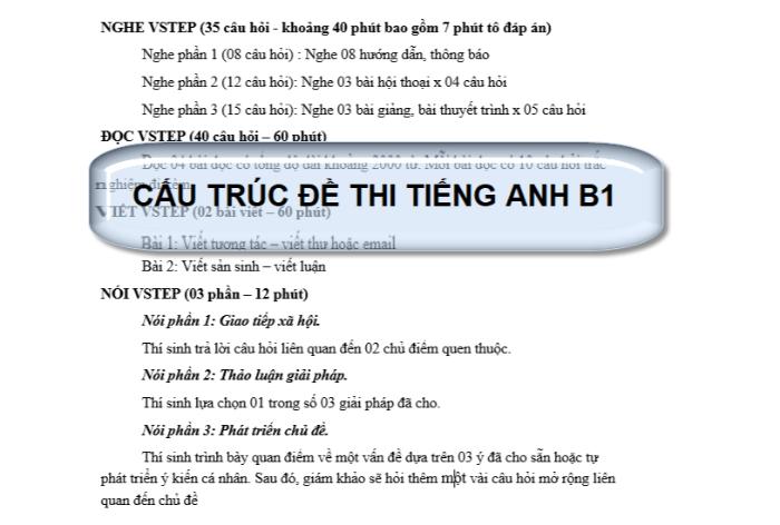 Nắm rõ cấu trúc đề thi giúp lựa chọn đề thi trình độ B1 tiếng Anh chuẩn xác