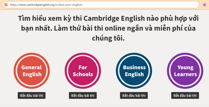 Bạn có thể truy cập trang Web chính thức của Hiệp hội Anh ngữ quốc tế để làm bài test trình độ tiếng Anh B1 online