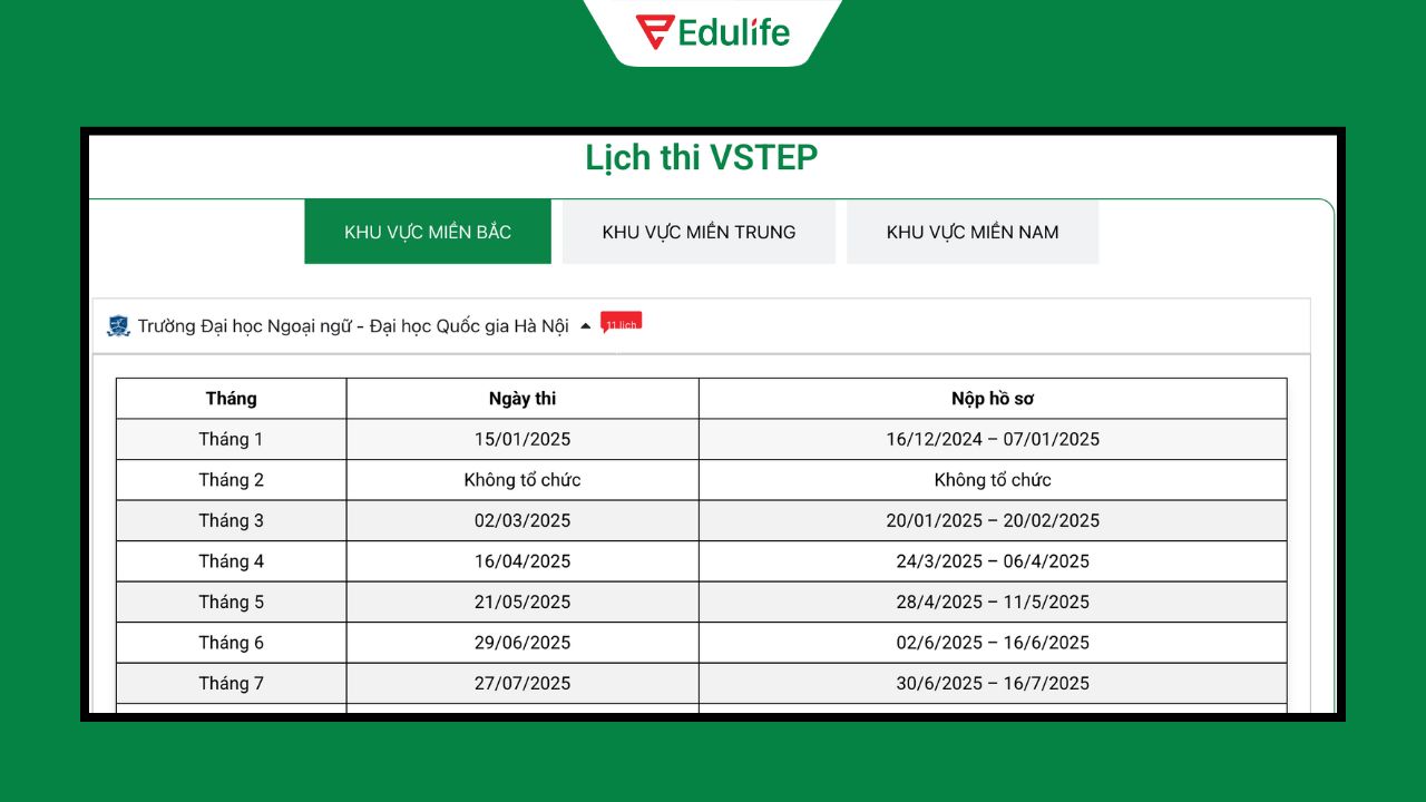 Lịch thi chứng chỉ tiếng Anh VSTEP