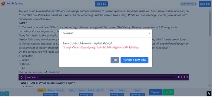 Sau khi thi thử tiếng Anh B1 online miễn phí, bạn có thể biết ngay kết quả sau ít phút