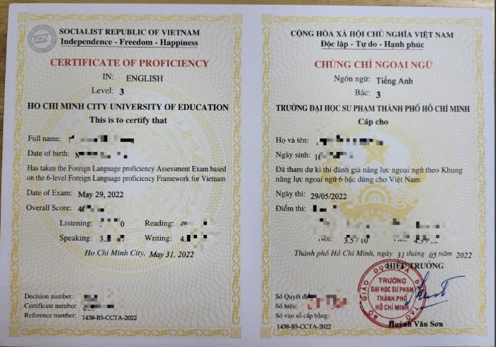 Chứng chỉ tiếng Anh B1 trường Đại học Sư phạm TPHCM chất lượng và giá trị