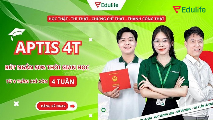Edulife là trung tâm Aptis ôn luyện hàng đầu, giúp thí sinh ôn luyện hiệu quả với thời gian tiết kiệm hơn
