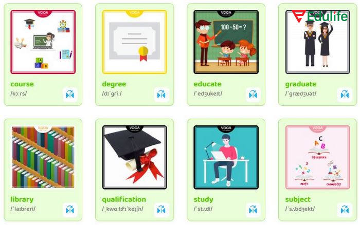 Bạn co thể học từ vựng chủ đề Education với Flashcards giấy, điện tử để ghi nhớ chúng lâu hơn