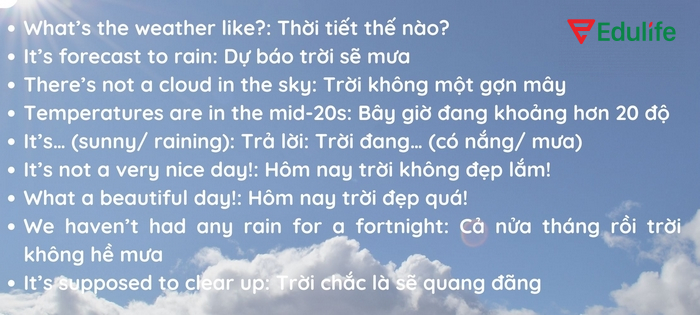 Bạn hãy sử dụng từ vựng chủ đề thời tiết, những mẫu câu đơn giản để bắt đầu câu chuyện với ai đó tự nhiên