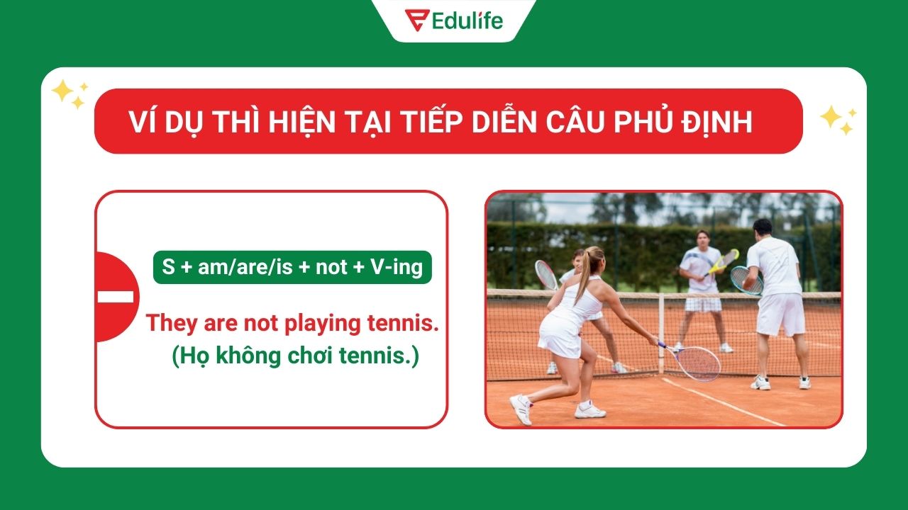 Ví dụ câu phủ định thì hiện tại tiếp diễn