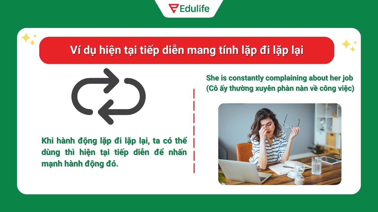 Ví dụ hiện tại tiếp diễn mang tính lặp đi lặp lại