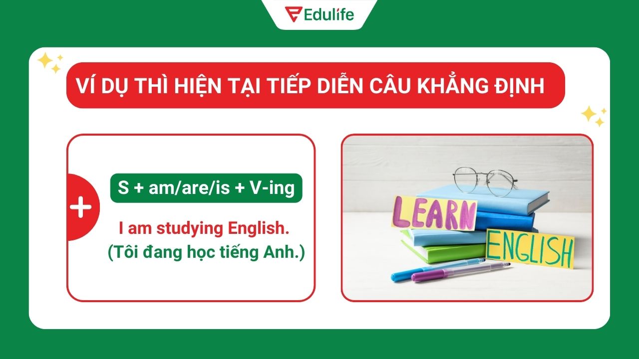 Ví dụ thì hiện tại tiếp diễn dạng câu khẳng định 