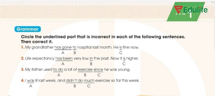 Yêu cầu của bài tập Grammar của tiếng Anh 11 Unit 1 Looking Back