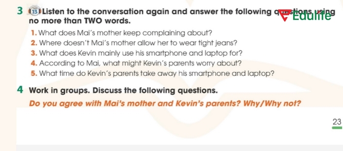 Yêu cầu chi tiết của bài tập 4 phần tiếng Anh 11 Unit 2 Listening