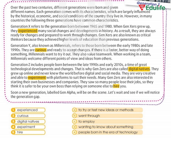 Nội dung bài đọc và yêu cầu của bài tập 1 phần tiếng Anh 11 Unit 2 Reading