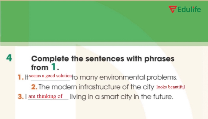 Đáp án cần điền của bài tập 4 phần tiếng Anh 11 Unit 3 Getting Started