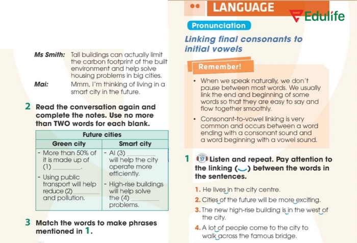 Yêu cầu của bài tập Pronunciation 1 phần tiếng Anh 11 Unit 3 Language