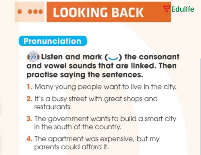 Yêu cầu của bài tập tiếng Anh 11 Unit 3 Looking Back Pronunciation trong sách giáo khoa