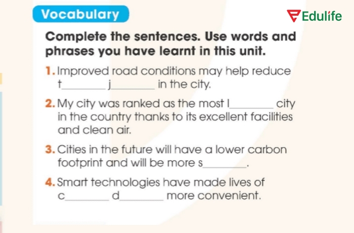 Yêu cầu của bài tập tiếng Anh 11 Unit 3 Looking Back Vocabulary