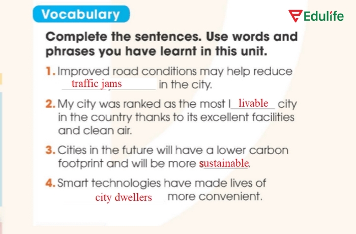 Từ/cụm từ cần điền vào bài tập tiếng Anh 11 Unit 3 Looking Back Vocabulary 