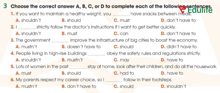 Yêu cầu bài tập Grammar 3 phần tiếng Anh 11 Unit 3 Review Language